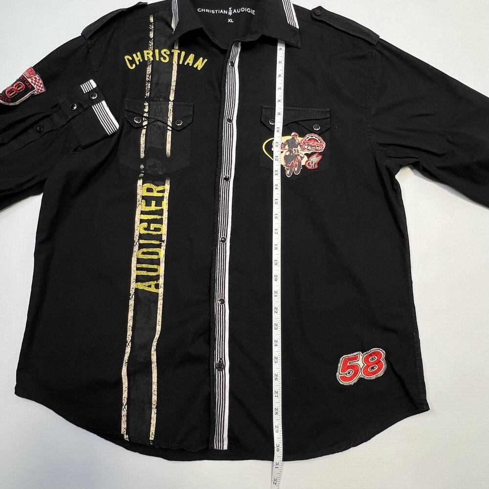 Christian Audigier Shirt Mens XL Black Racing Motorcycle Garage Parts Cotton 58 - Picture 11 of 16